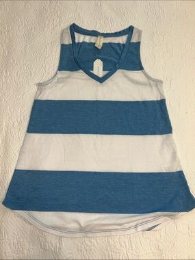 Altar'd State Blue and White Striped V-Neck Tank